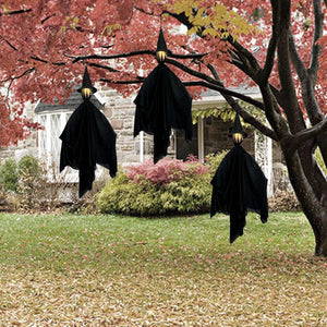 Hanging Witch Decorations with LED Light 3pcs, Spooky Lighted Props Halloween Witches