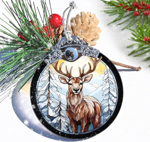 Deer Christmas Decor, Deer Ornaments for Christmas Tree, Stained Glass