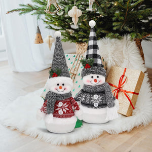 Large Winter Christmas Snowman Plush Decor - 16.5inch Cozy Winter Holiday Decor, 2 Pack