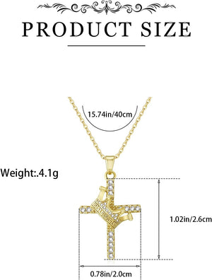 Crown Cross Necklace Cross Crown Pendant Rhinestone Necklace for Women Gold