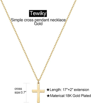 14K Gold Plated Cross Necklaces Simple Cute Layered Pendant Necklaces for Women Trendy Jewelry