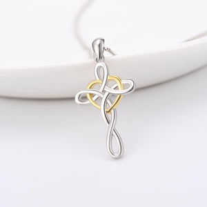 Cross Necklace 925 Sterling Silver Celtic Knot Cross Infinity Heart Love Pendant Necklace 18"