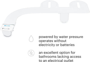 Thinline Essential Bidet Attachment for Toilet Seats with Adjustable Water Pressure, Side Arm Control, Thin Profile, White (Single Nozzle)