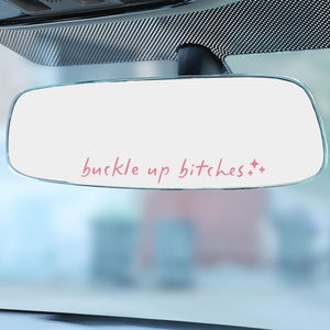 2PCS Buckle Up Rearview Mirror Decal, Car Sticker Mirror Decal, Rearview Mirror Decal