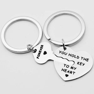 Stainless Steel Inpirational Mantra Lovers Couple Husband Wife Birthday Keychain Pendant Gift (You Hold the Key to My Heart Forever)