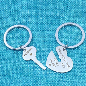 2Pcs Couple Gifts Annyversary Keychain Set for Boyfriend Girlfriend, You Hold The Key to My Heart Couple Keychains