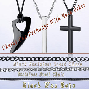 8 Pcs Necklace for Men, Mens Necklaces Jewelry Set, Black and Silver Stainless Steel Necklace