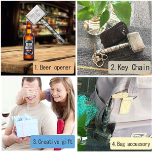 2-Pack Magnetic Hammer Shaped Beer Opener and Glove Keychain Bottle Opener, Beer Gifts Bottle Opener for Men