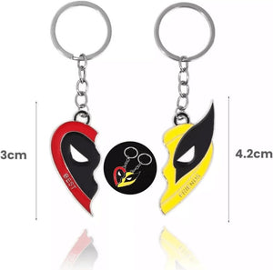 Best Friends Deadpool and Wolverine Keychain Love Heart Friendship Keychains for Women Men Couples Friends Gifts