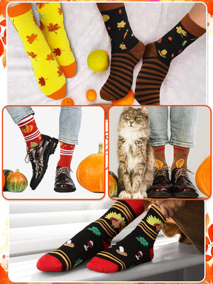 12 Pairs Thanksgiving Socks Fall Autumn Socks Bulk Harvest Fuzzy Socks Holiday Novelty Socks Unisex Turkey Pumpkin