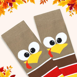 Chicken Leg Socks Thanksgiving Funny Socks for Women Men Novelty Crazy Chicken Feet Sock Knee-High Turkey Gag Gifts, Brown