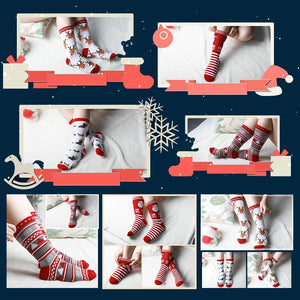 5 Pairs Christmas Holiday Socks Womens Christmas Socks Crew Knee Cozy Socks Fuzzy Christmas Crew Socks