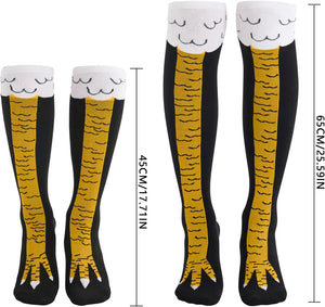 Unisex Crazy Funny Chicken Legs Socks Novelty Knee High Turkey Socks Funny Gifts for Women Men and Kids, Large