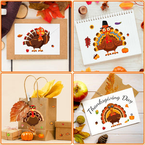 36 Sheets Thanksgiving Stickers Crafts for Kids, Thanksgiving Turkey Crafts Stickers, Turkey