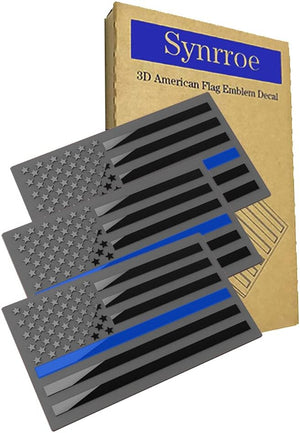 3 Pack Metal American Flag Emblem Decal,Thin Blue line Sticker (Thin Blue Line)