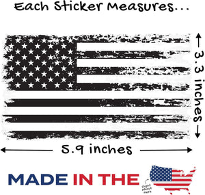 White & Black American Flag Decals (Mirrored 2-Pack) - Thin White Line Stickers for Cars & Windows (5.9 x 3.3 Inches Each)