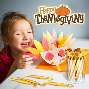 120 Pcs Thanksgiving Turkey Pens Fall Autumn Pumpkin Ballpoint Pens Holiday Black Gel Ink Pens