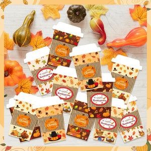 12Pcs Thanksgiving Gift Card Holder, Thanksgiving Appreciation Coffee Cup Gift Card Holder for Happy Thanksgiving Coffee Gift Cards