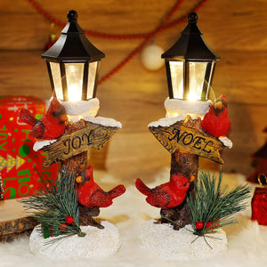 2 Pack Christmas Lighted Table Decorations, Tabletop Figurine, Battery Operated (Red Cardinal)