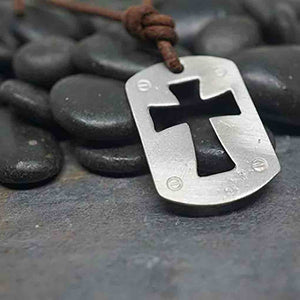 Rustic Mens Cross Necklaces, Pewter Cross Pendant Necklace Simple Jewelry Gifts Cross Chain Necklace