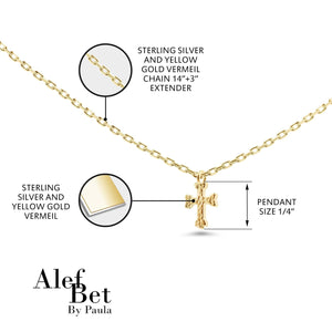 Tiny Cross Necklace for Girls and Women in 14k Yellow Gold Plate