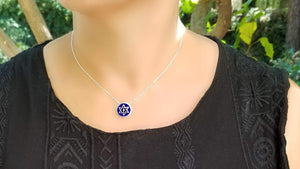 Jewish Star of David and Cross Necklace for Women Sterling Silver in Israel Blue