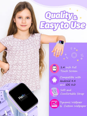 Smart Girls Watch for Kids Smart Watch Gifts for 4-16 Years Old with Sleep Model, Purple