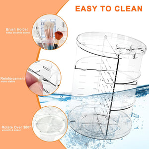 Rotating Makeup Organizer, DIY 8 Adjustable Layers Spinning Skincare Organizer, Clear