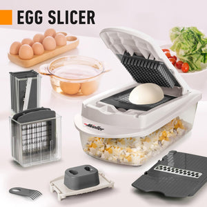 10-in-1, 8 Blade Vegetable Chopper, Onion Mincer, Cutter, Dicer, Egg Slicer with Container