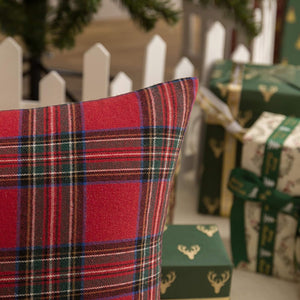 Pack of 2 Christmas Plaid Decorative Throw Pillow Covers Scottish Tartan Cushion Case, Red and Green Plaid