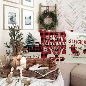 18 x 18 Inches Set of 4 - Xmas Series Cushion Cover Case Pillow Custom Zippered Square Pillowcase