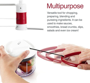 Easy Pull Food Processor - Pull Chopper and Manual Food Processor - Handheld Vegetable Slicer and Dicer