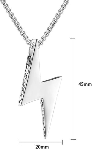 Lightning Bolt Necklace for Men Women Titanium Steel Punk Hip Hop Necklace