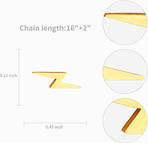 Lightning Bolt Gold Dainty Necklaces for Women 14k Gold Plated