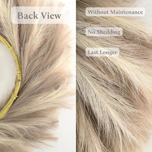 27'' Faux Pampas Wreath for Front Door, Artificial Pampas Wreath for All Seasons  (Ivory&Taupe)