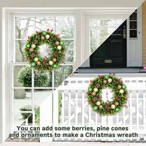 Artificial Boxwood Wreath Front Door Wreaths Artificial Spring Summer Greenery Hanging with A Plaid Bowand Sash