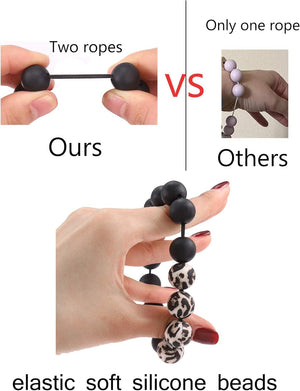 Wristlet Keychain Bracelet Wallet, Silicone Bead keyring Bangle for Women, Black