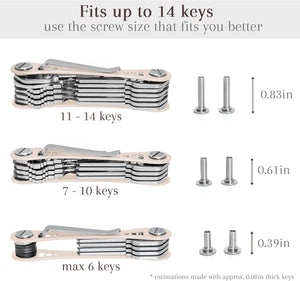 Compact Key Holder - Pocket Key Organizer - 14 Keys Key Bar, Beige