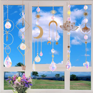 6Pieces Colorful Crystals Suncatcher Hanging for Window Crystal Ball Prism Rainbow Maker Pendants