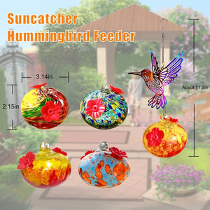 Charming Wind Chimes Hummingbird Feeders for Outdoors Hanging ant and bee Proof, Glass Hummingbird Feeders