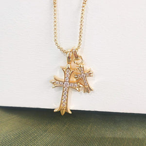 Cross Necklace for Women Dainty Cross Pendant Choker 14K Gold Plated Trendy CZ Diamond