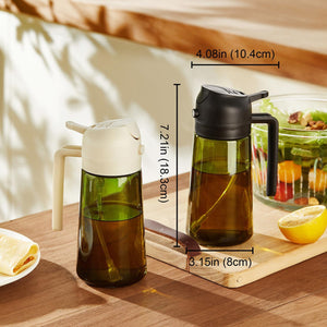 Olive Oil Dispenser Bottle for Kitchen Gadgets and Air Fryer Accessories - Olive Oil Sprayer for Cooking w/Stickers (Light Blockage) - Black