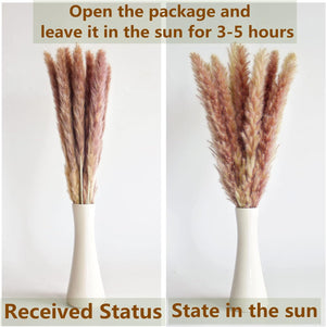 110 PCS of Boho Pampas Grass Decor, Naturally Dried Pompas, Bunny Tails Dried Flowers, and dried eucalyptus. Perfect for Weddings, Boho Party Decorations, and Table Decor