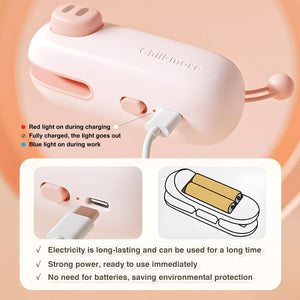 Mini Bag Sealer, USB-C Rechargeable Bag Sealer, Cute Little Pig Heat Seal, Gently Pull to Quickly Seal, Convenient for Storing Snacks, Fruits, Food, and Daily Necessities