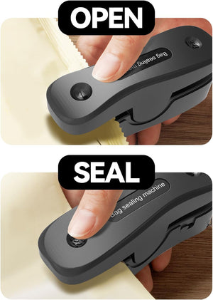 Mini Bag Sealer Rechargeable Bag Sealer 2-in-1 Bag Sealer and Cutter Easy-use Snack Sealer with Magnet Portable Bag Resealer USB Mini Sealer for Chip Bag Plastic Bag Storage Freshness, Black