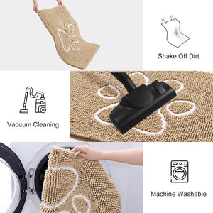Door Mat for Muddy Paws, Absorbent Dirt Trapper Non-Slip Washable Mat, Quick Dry Chenille, Mud Mat for Dogs, Entry Indoor Door Mat for Inside Floor (36x24 Inches, Beige)