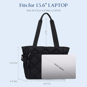 Tote Bag for Women, Lightweight Quilted Puffy Tote Bags Shoulder Handbags with 15.6 inch Laptop Pocket for Travel, Work