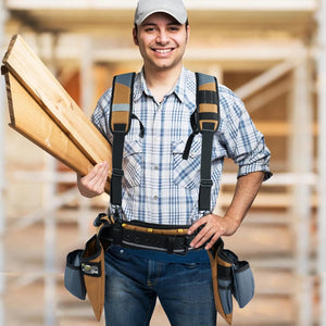 Carpenter Tool Belt with Suspenders Pro Framer Suspension Tool Rig for Construction Contractors and Electrician,Khaki