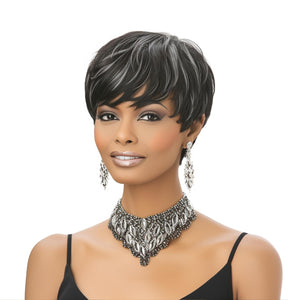 Pixie Cut Wig Short Wigs for Black Women Pixie Black Mixed With Grey Short cut Wigs Pixie Cut Wig for Black Women (Black Mixed With Grey)