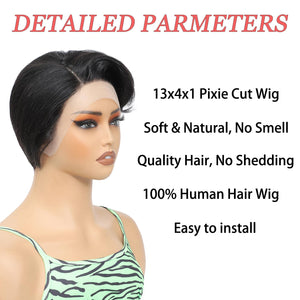 Pixie Cut Wig Human Hair Lace Front Wigs 13X4X1 Lace Front Wigs Human Hair Short Bob Wigs Straight Lace Front Pixie Cut Wigs